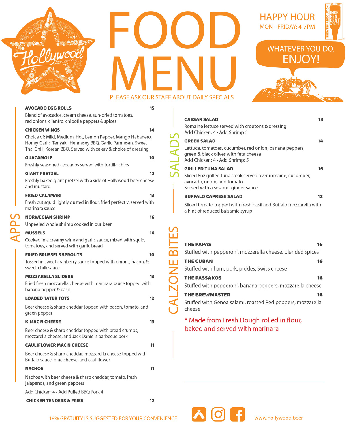 Hollywood LAS OLAS MENU